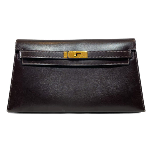 Vintage Hermes Kelly Elan Dark Brown Gold Hardware