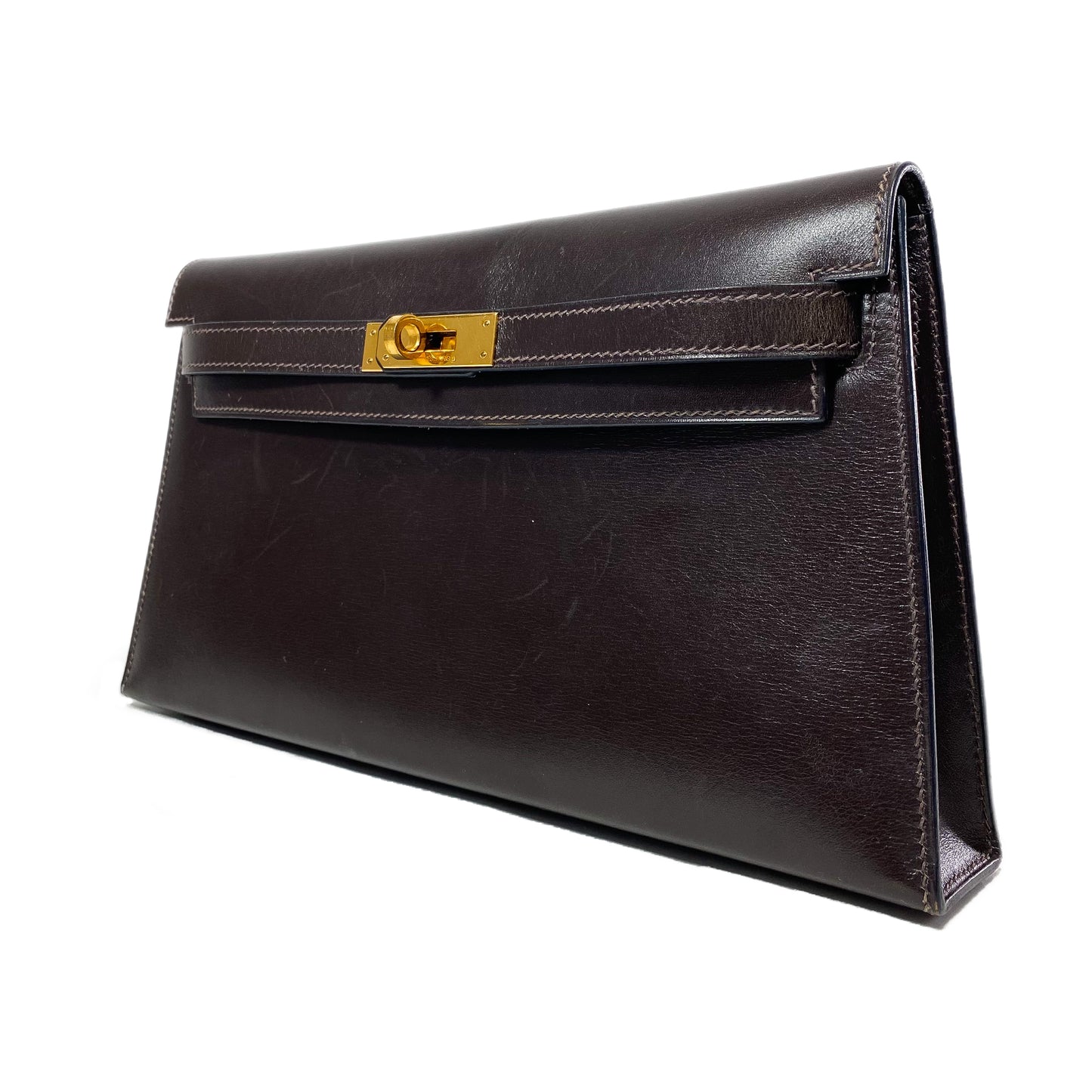 Vintage Hermes Kelly Elan Dark Brown Gold Hardware