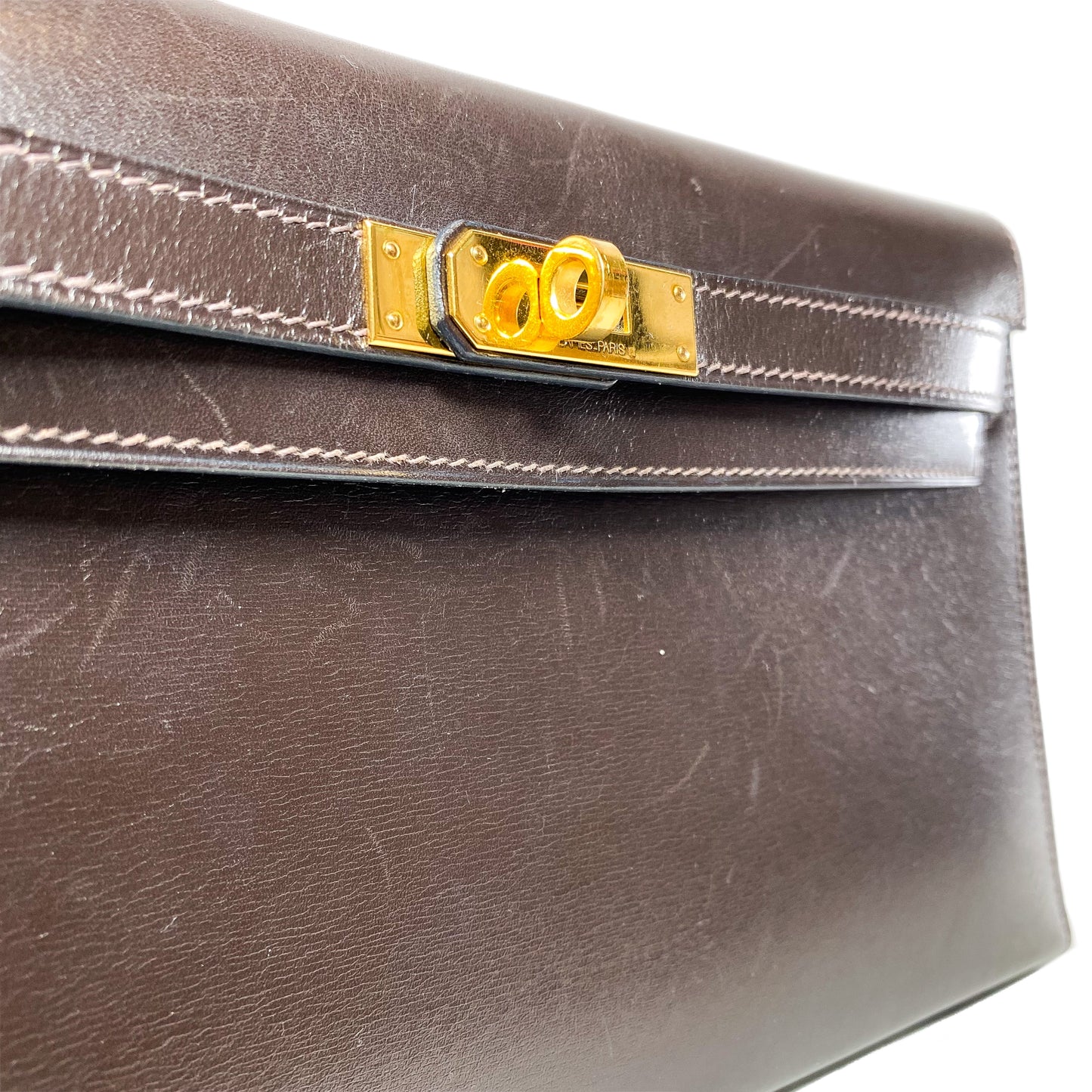Vintage Hermes Kelly Elan Dark Brown Gold Hardware