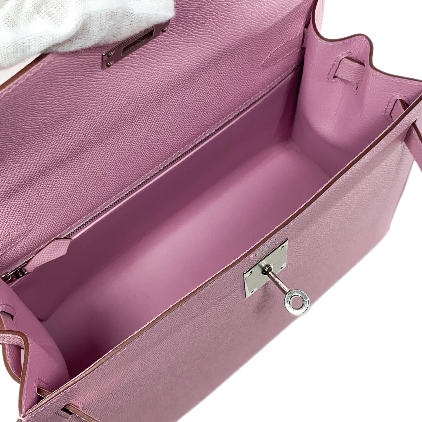 Hermes Kelly Sellier 28 Mauve Sylvestre Epsom Palladium Hardware