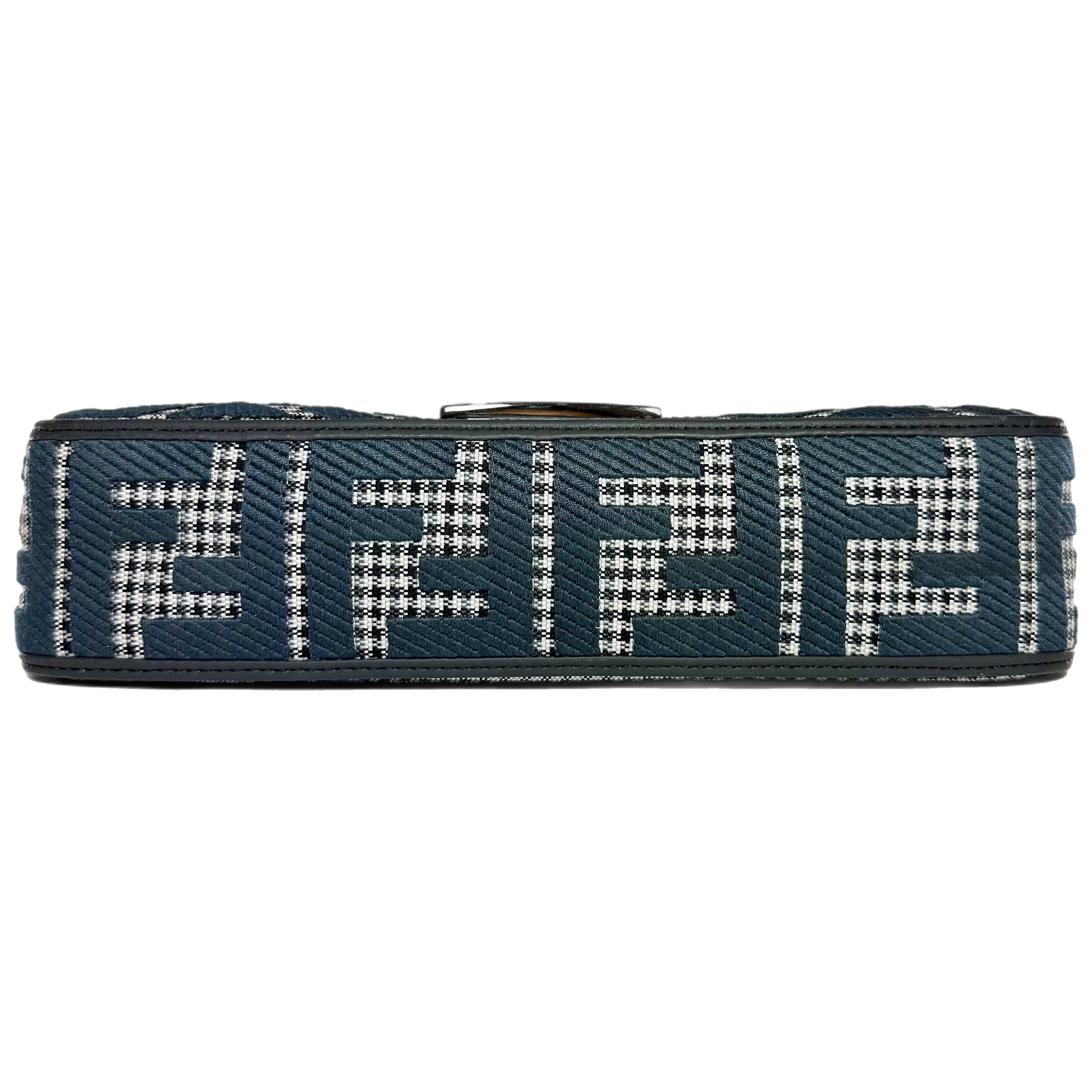 Fendi Anthracite Grigio Houndstooth FF Logo Embroidered