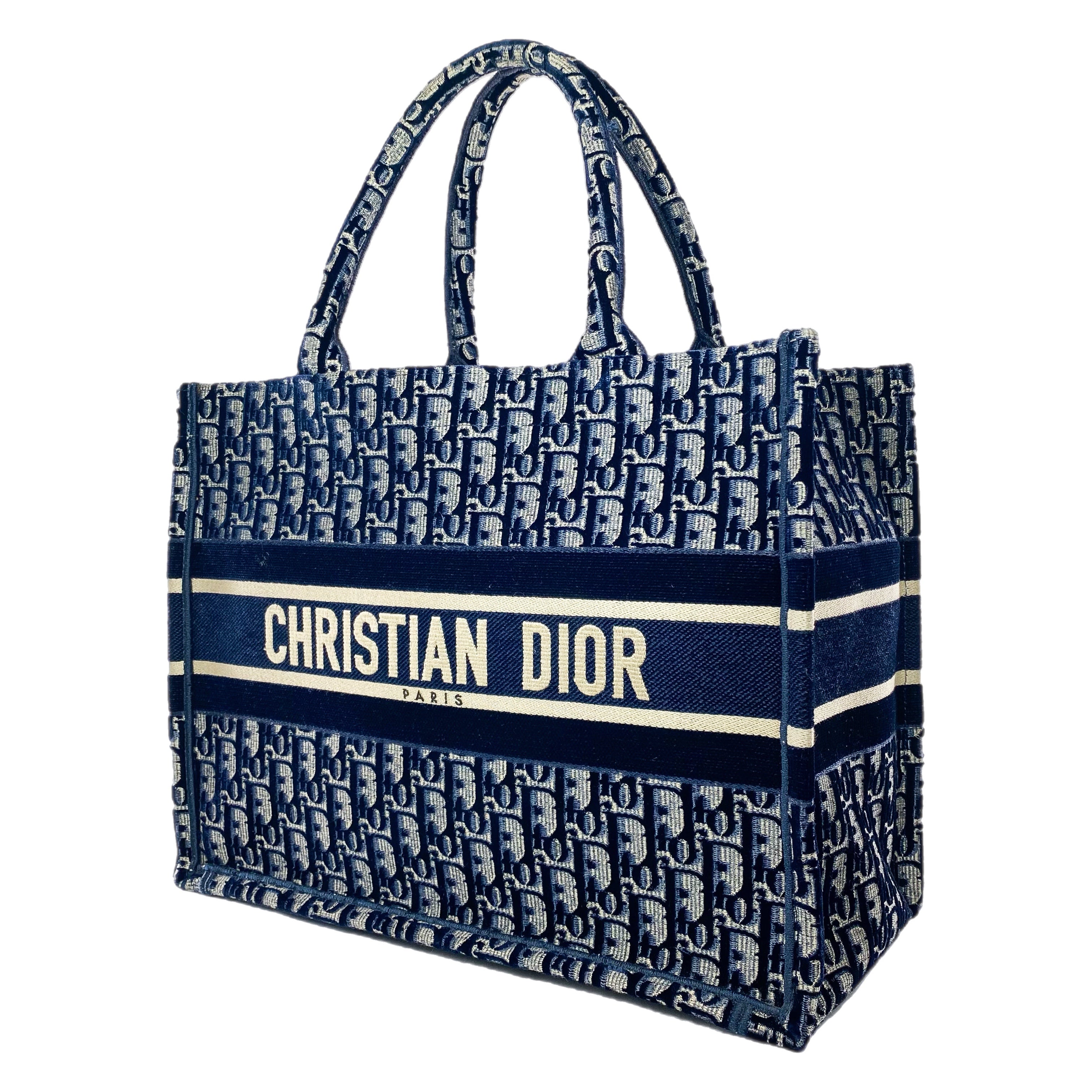 Dior Navy Velour Oblique Book Tote | Consign of the Times ™