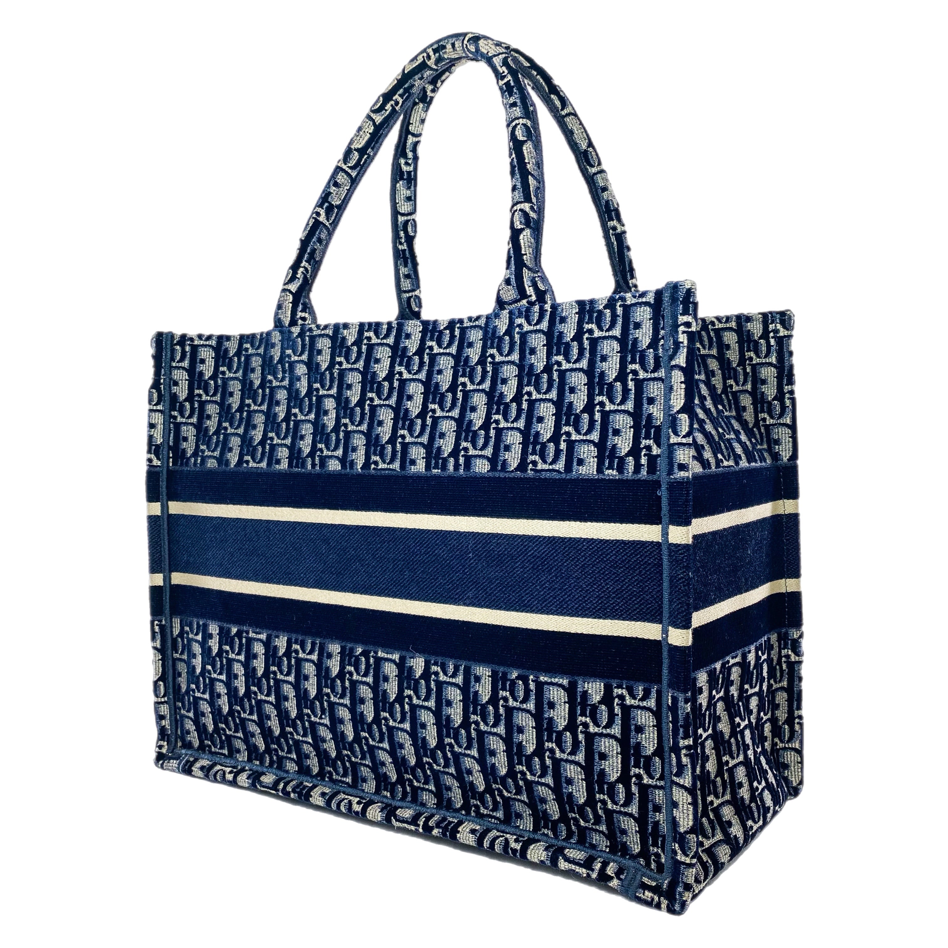 Dior Navy Velour Oblique Book Tote | Consign of the Times ™