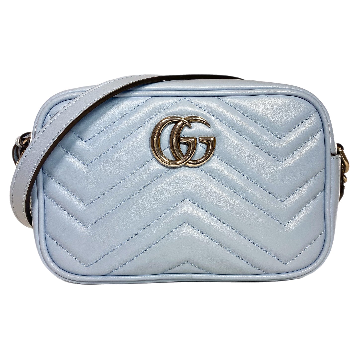 Gucci Light Blue Mini GG Marmont Chain Shoulder Bag