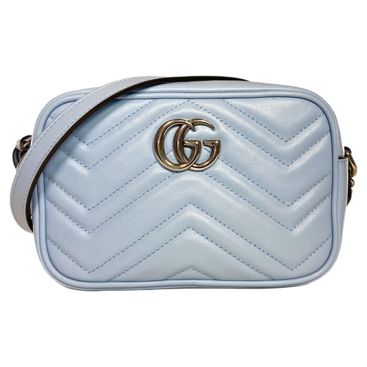 Gucci Light Blue Mini GG Marmont Chain Shoulder Bag
