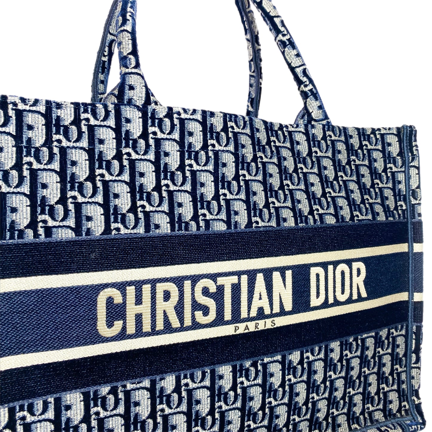 Dior Navy Velour Oblique Book Tote