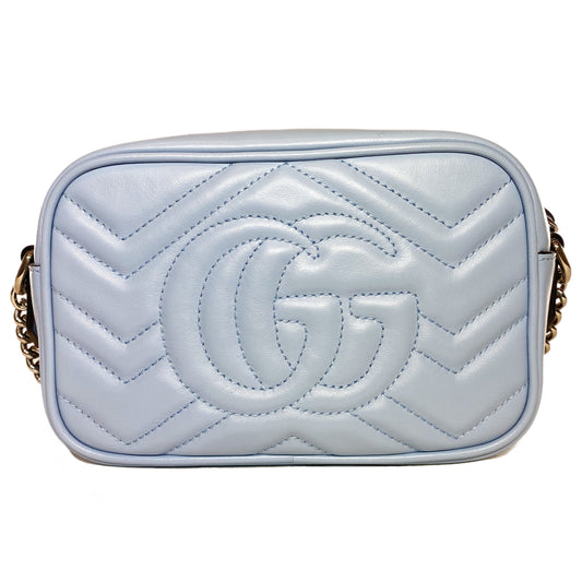 Gucci Light Blue Mini GG Marmont Chain Shoulder Bag