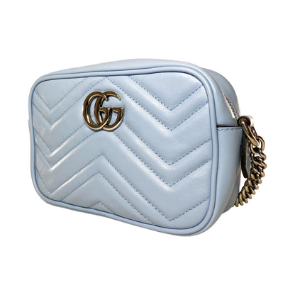 Gucci Light Blue Mini GG Marmont Chain Shoulder Bag