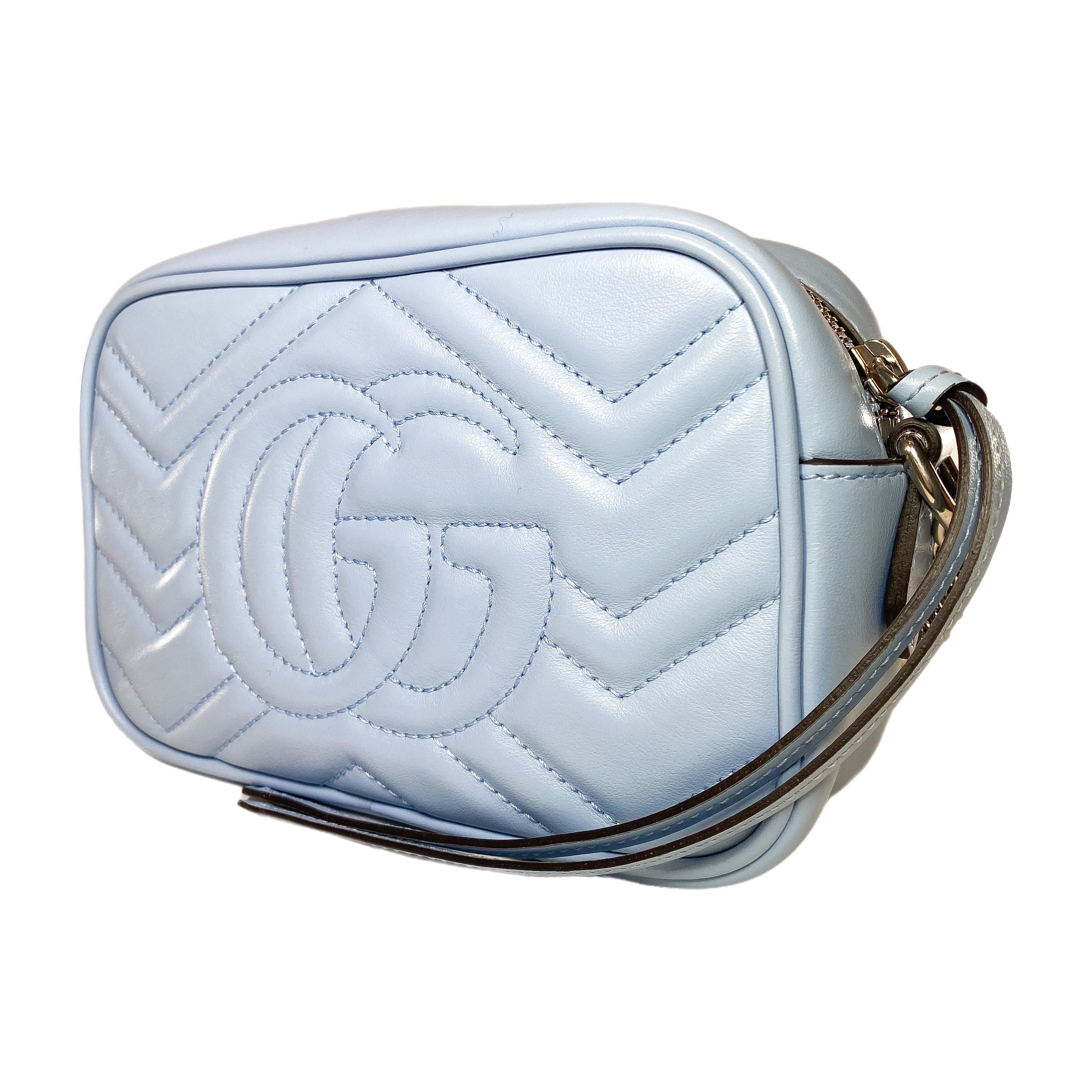 Gucci Light Blue Mini GG Marmont Chain Shoulder Bag Consign of the Times