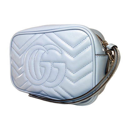 Gucci Light Blue Mini GG Marmont Chain Shoulder Bag