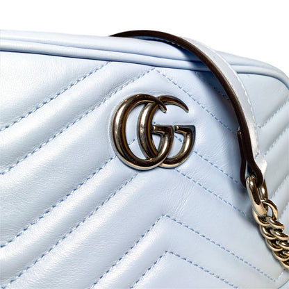 Gucci Light Blue Mini GG Marmont Chain Shoulder Bag