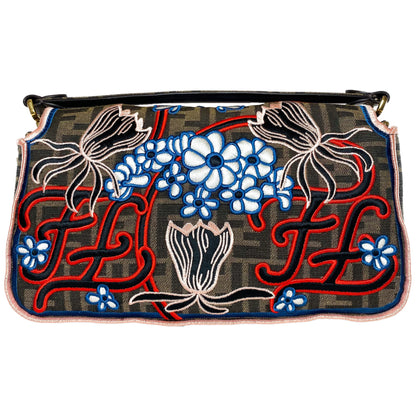 Fendi Zucca Embroidered Karligraphy Baguette