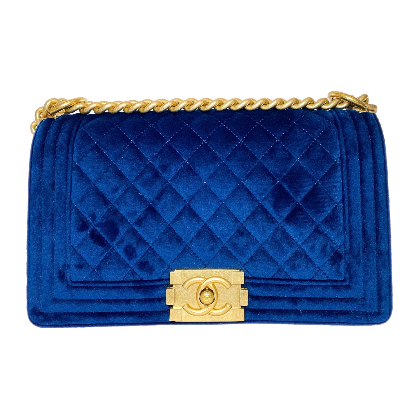 Chanel Royal Blue Velvet Boy Bag