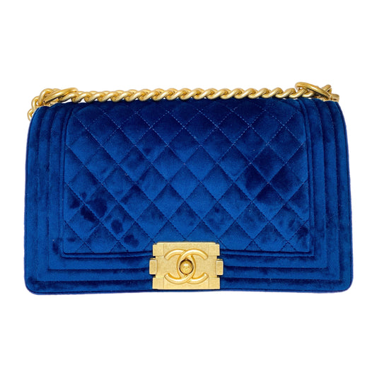 Chanel Royal Blue Velvet Boy Bag