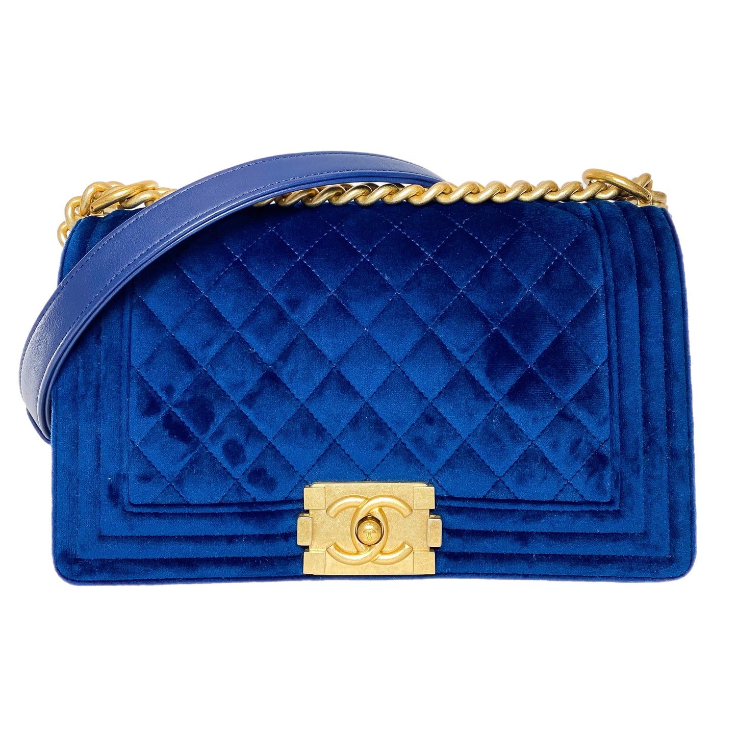 Chanel Royal Blue Velvet Boy Bag