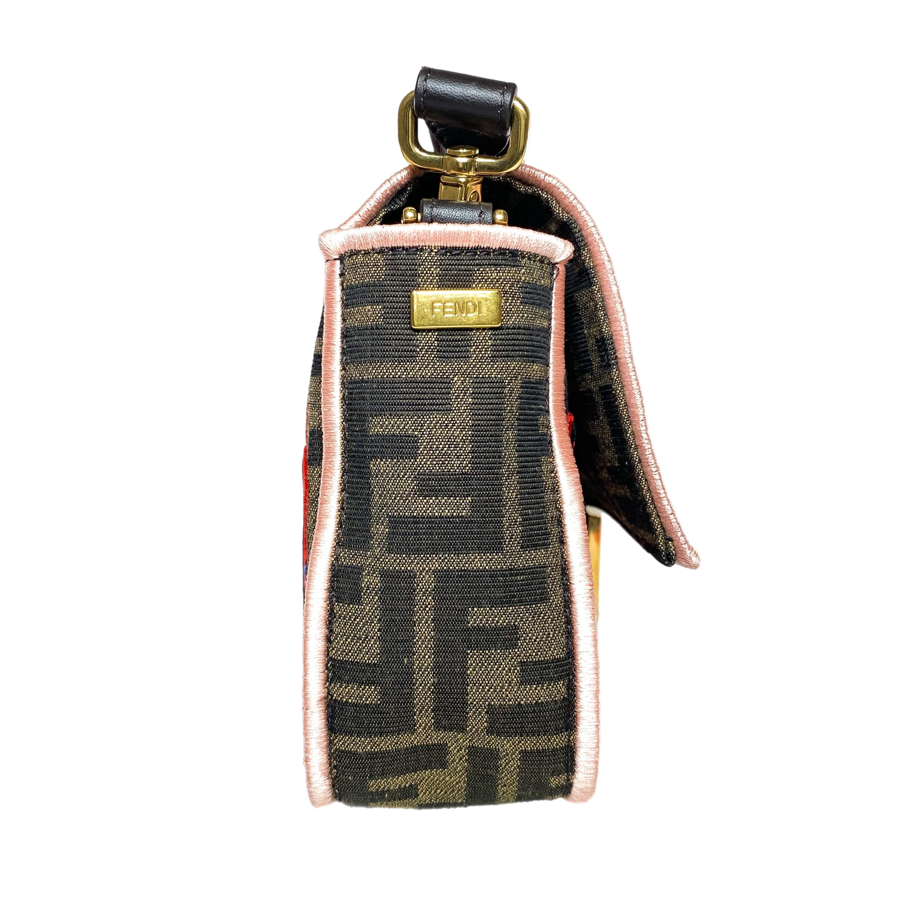 Fendi Zucca Embroidered Karligraphy Baguette