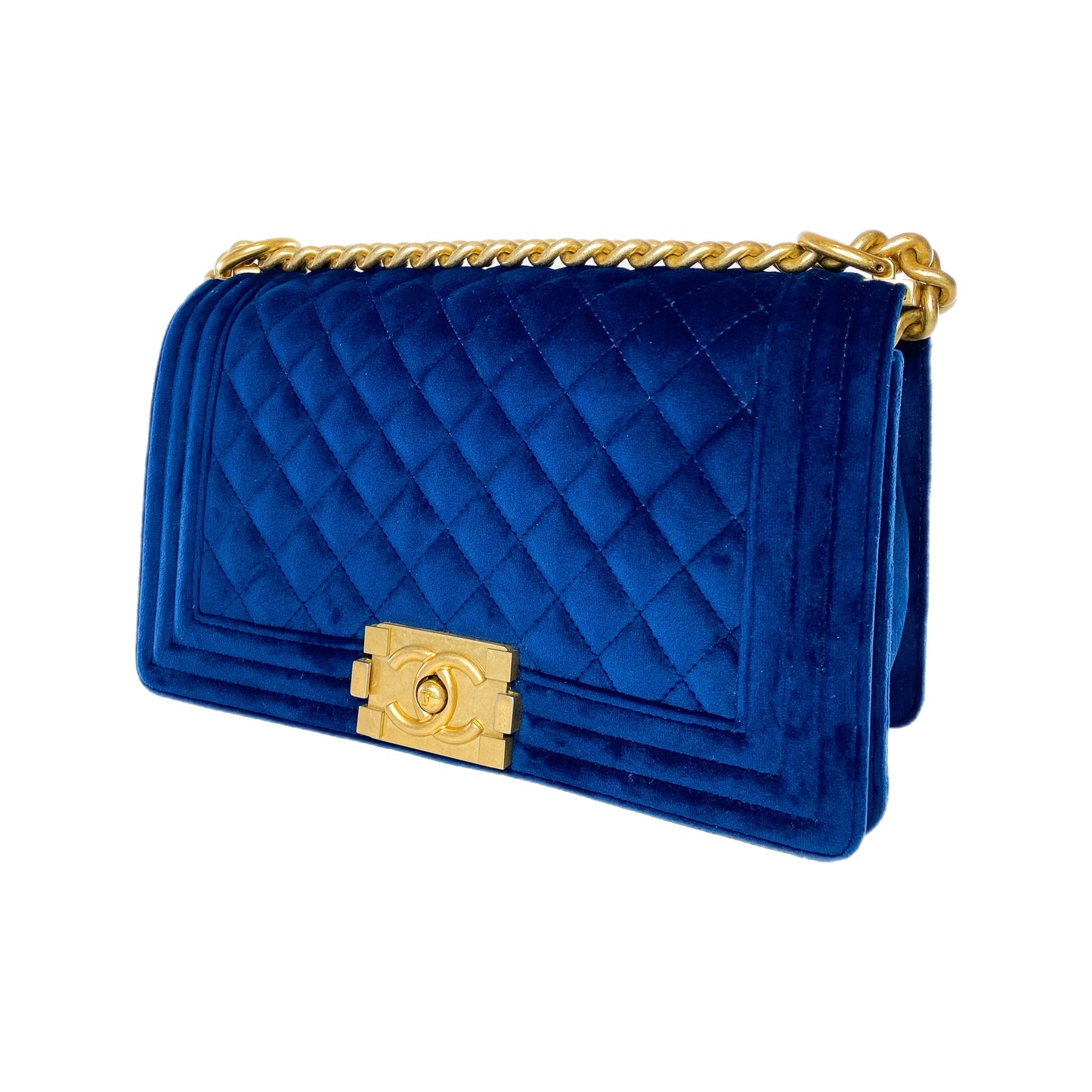Chanel Royal Blue Velvet Boy Bag