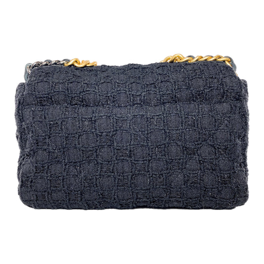 Chanel 19 Black Sparkle Tweed Medium Flap Bag