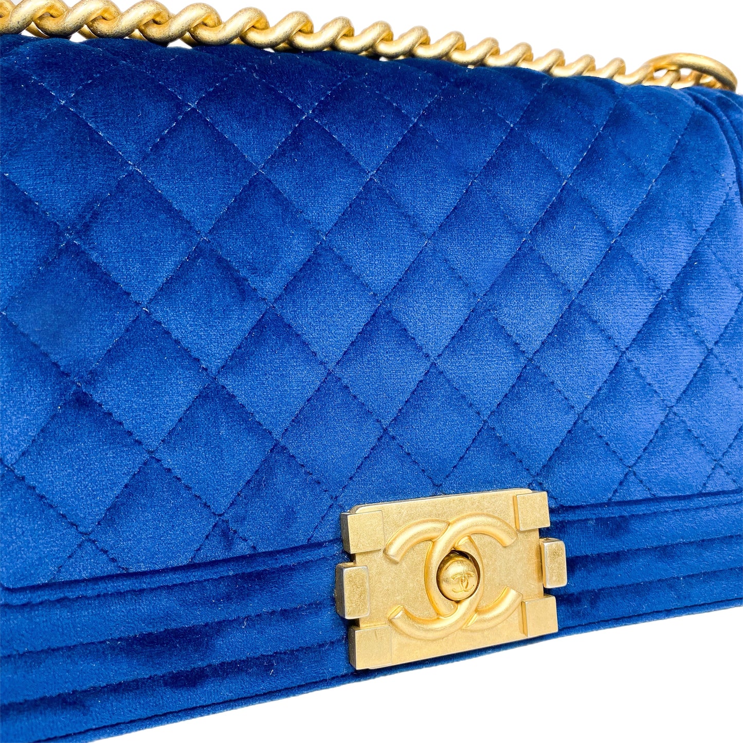 Chanel Royal Blue Velvet Boy Bag