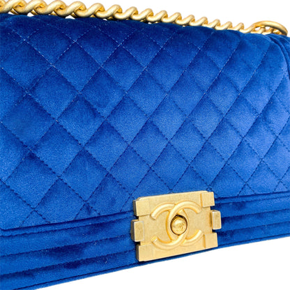 Chanel Royal Blue Velvet Boy Bag