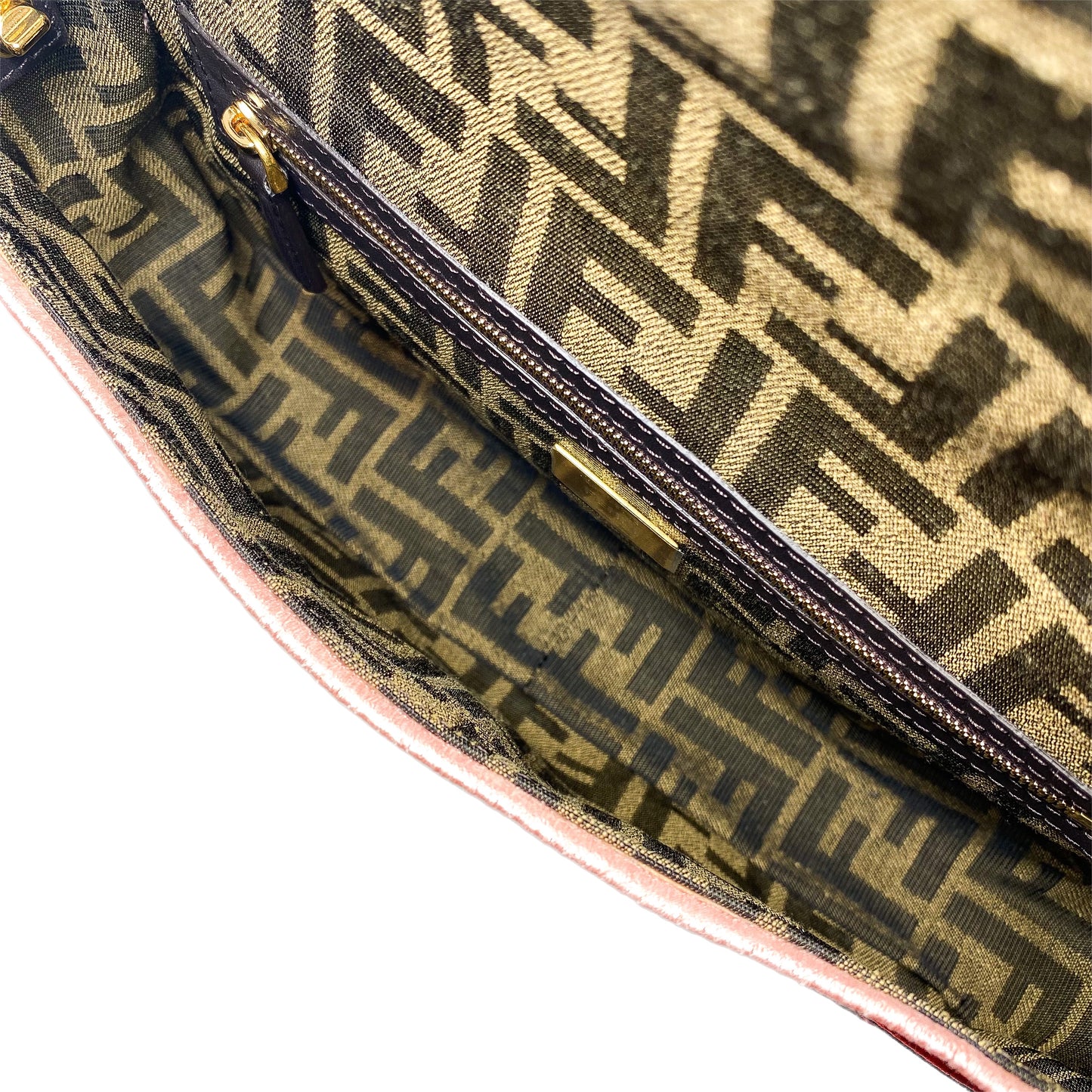 Fendi Zucca Embroidered Karligraphy Baguette