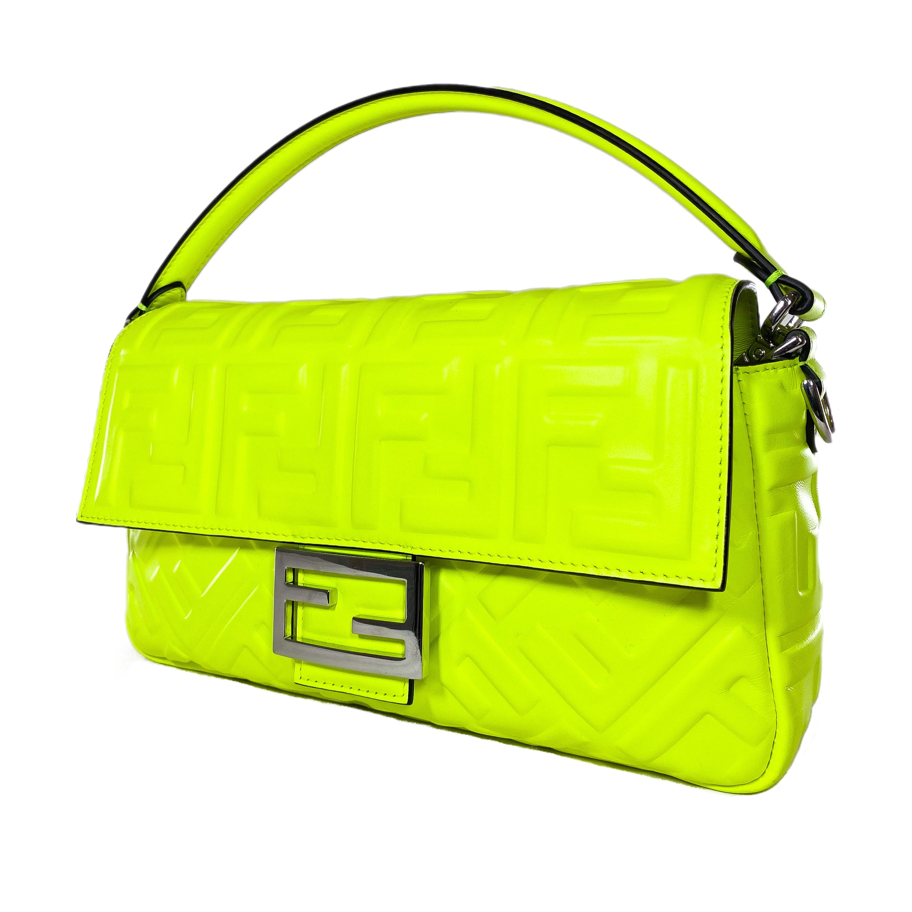Fendi x Marc Jacobs Neon Yellow Quilted Baguette Consign of the Times