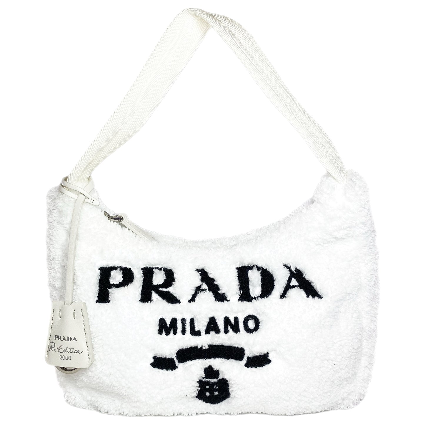 Prada White Terry Cloth Re-Edition Hobo Bag