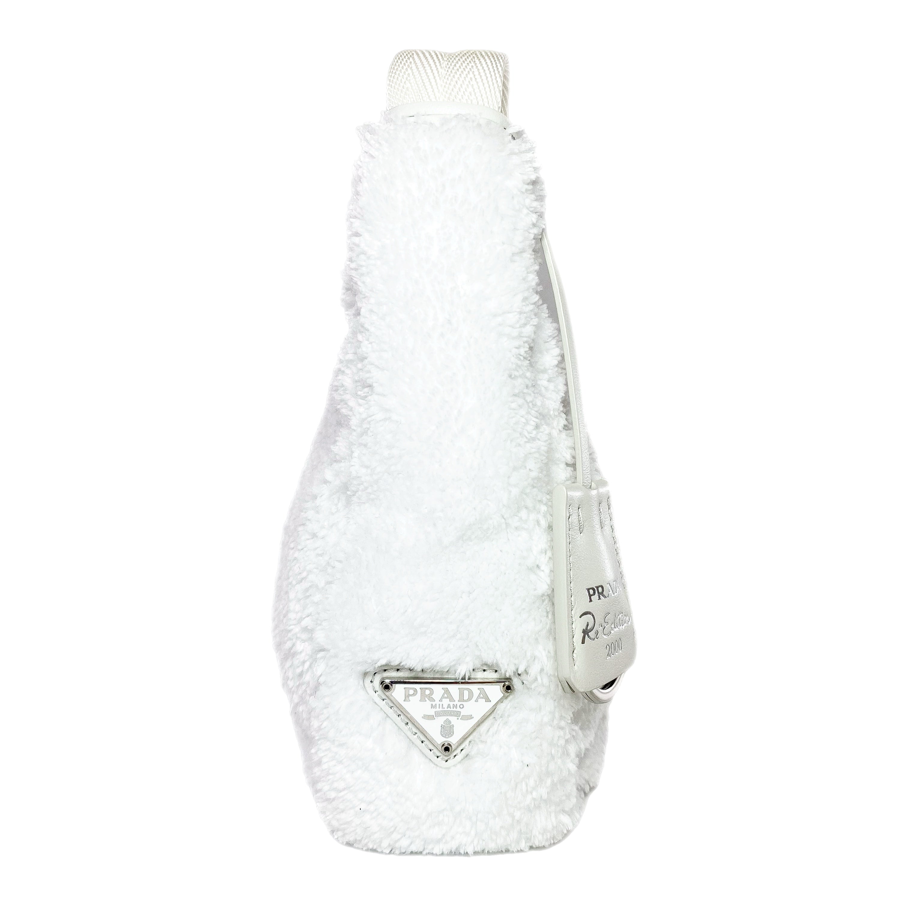 Prada White Terry Cloth Re-Edition Hobo Bag | Consign of the