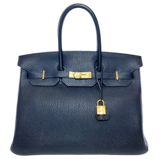 Hermes Birkin 35 Bleu Nuit Togo Gold Hardware