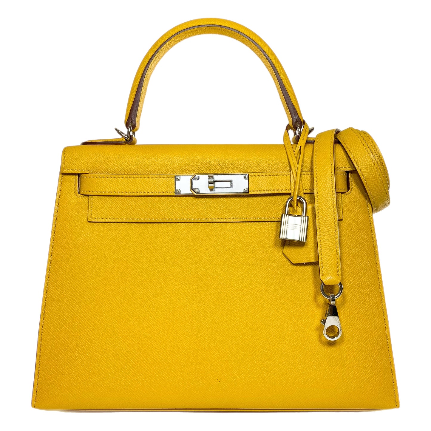 Hermes Kelly 28 Jaune de Ambre Epsom Palladium Hardware