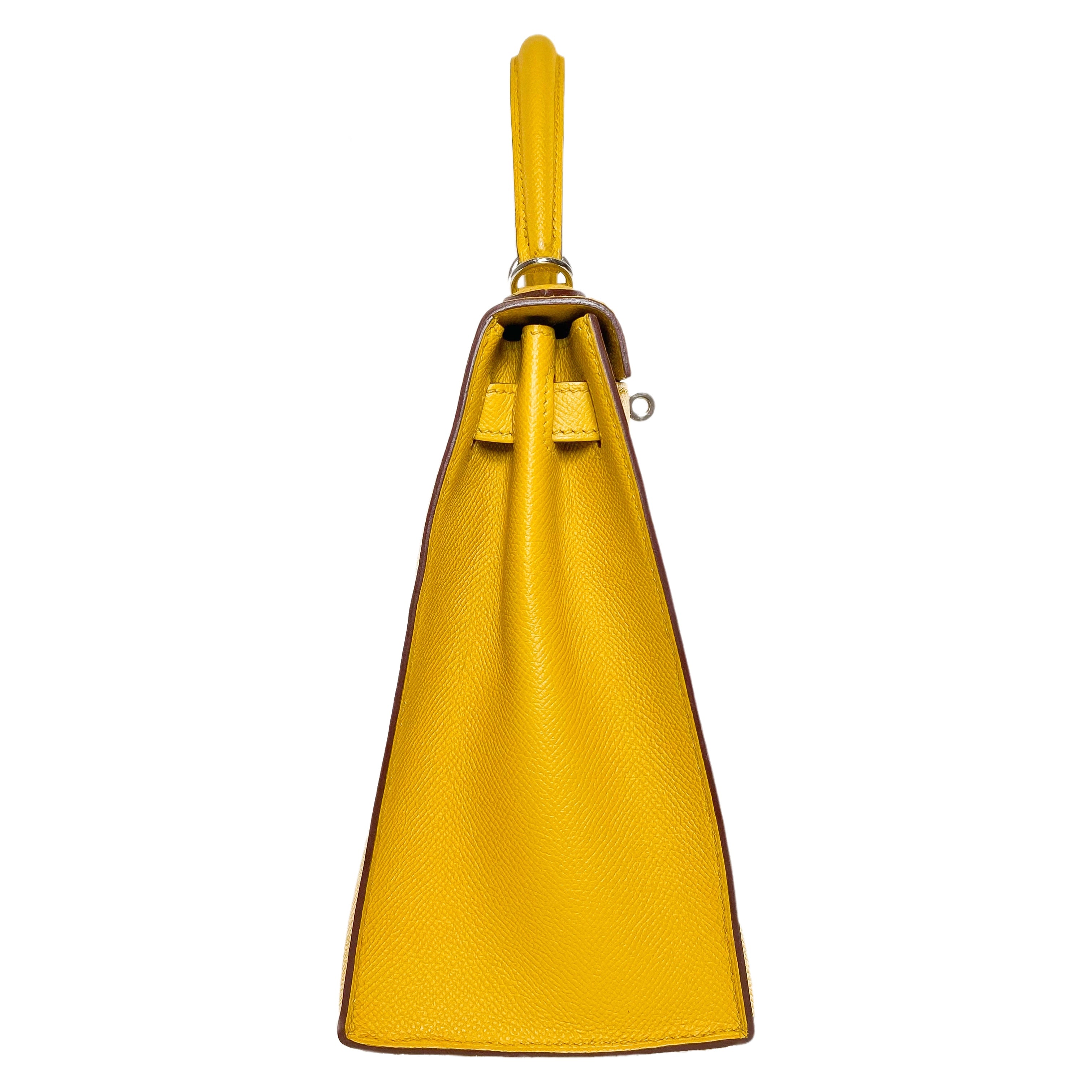 Hermes Kelly 28 Jaune de Ambre Epsom Palladium Hardware