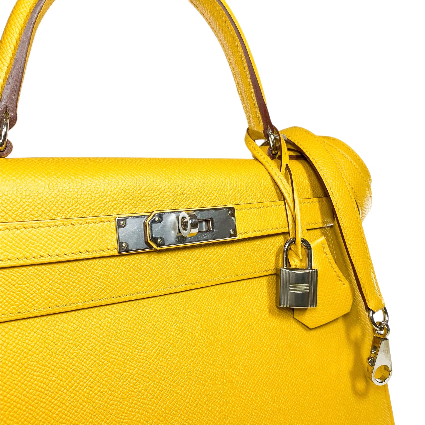Hermes Kelly 28 Jaune de Ambre Epsom Palladium Hardware