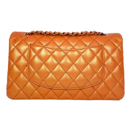 Chanel Orange Iridescent Medium Double Flap Bag