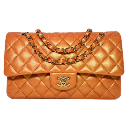 Chanel Orange Iridescent Medium Double Flap Bag
