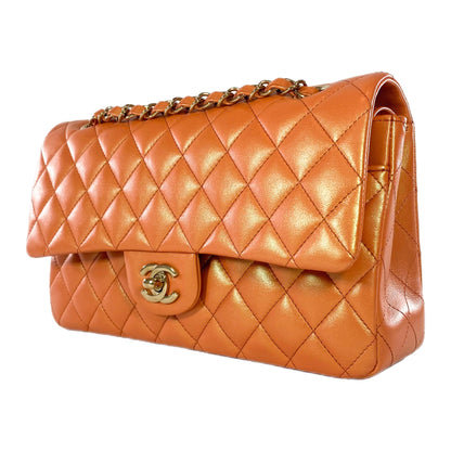 Chanel Orange Iridescent Medium Double Flap Bag