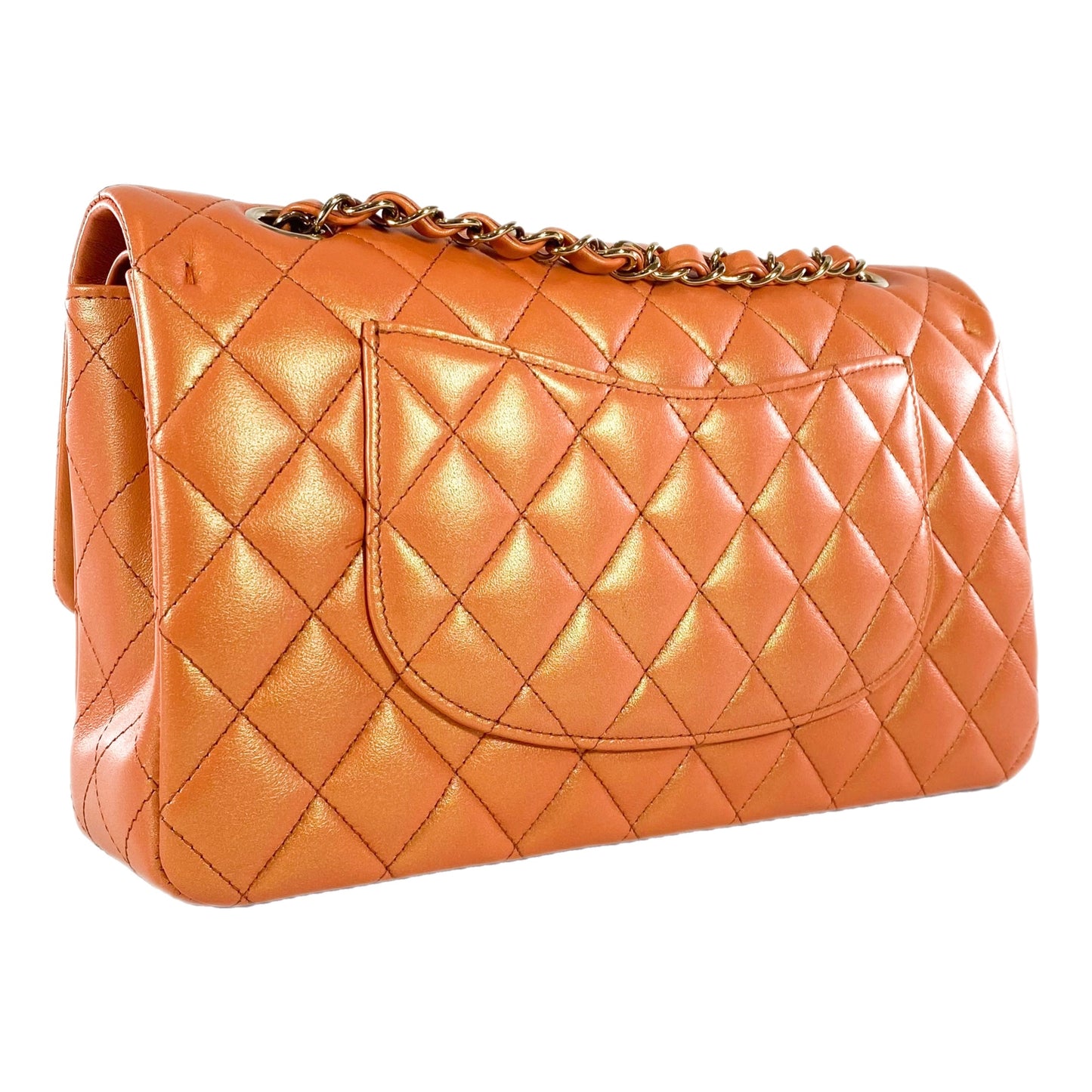 Chanel Orange Iridescent Medium Double Flap Bag