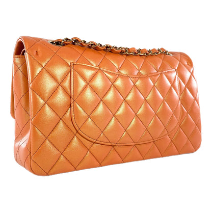 Chanel Orange Iridescent Medium Double Flap Bag