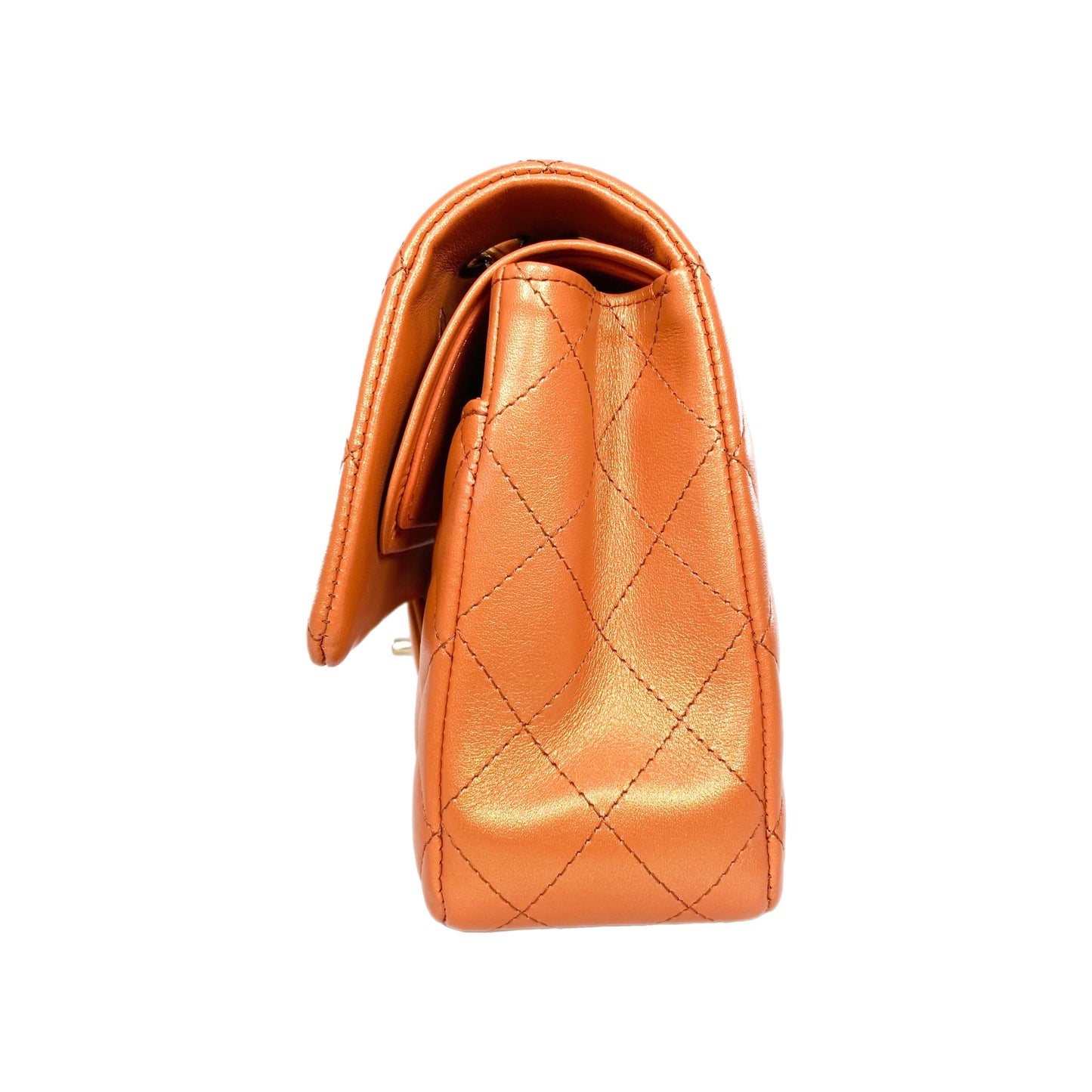 Chanel Orange Iridescent Medium Double Flap Bag