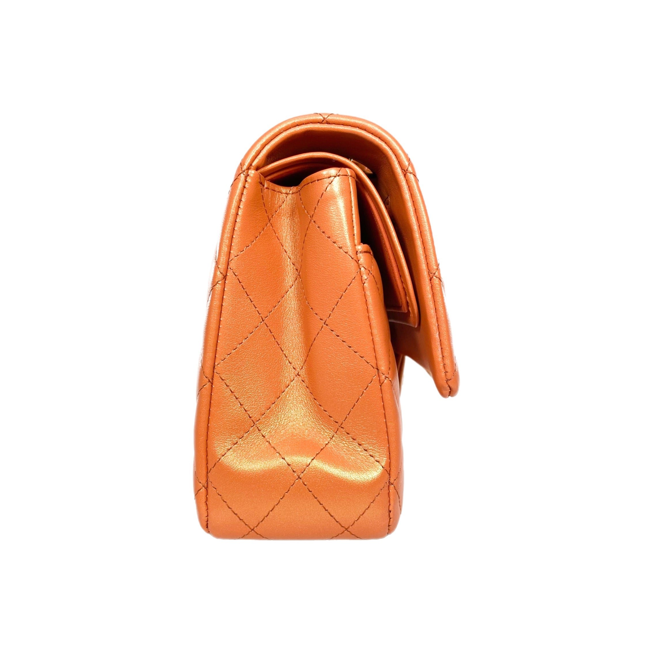 Chanel Orange Iridescent Medium Double Flap Bag