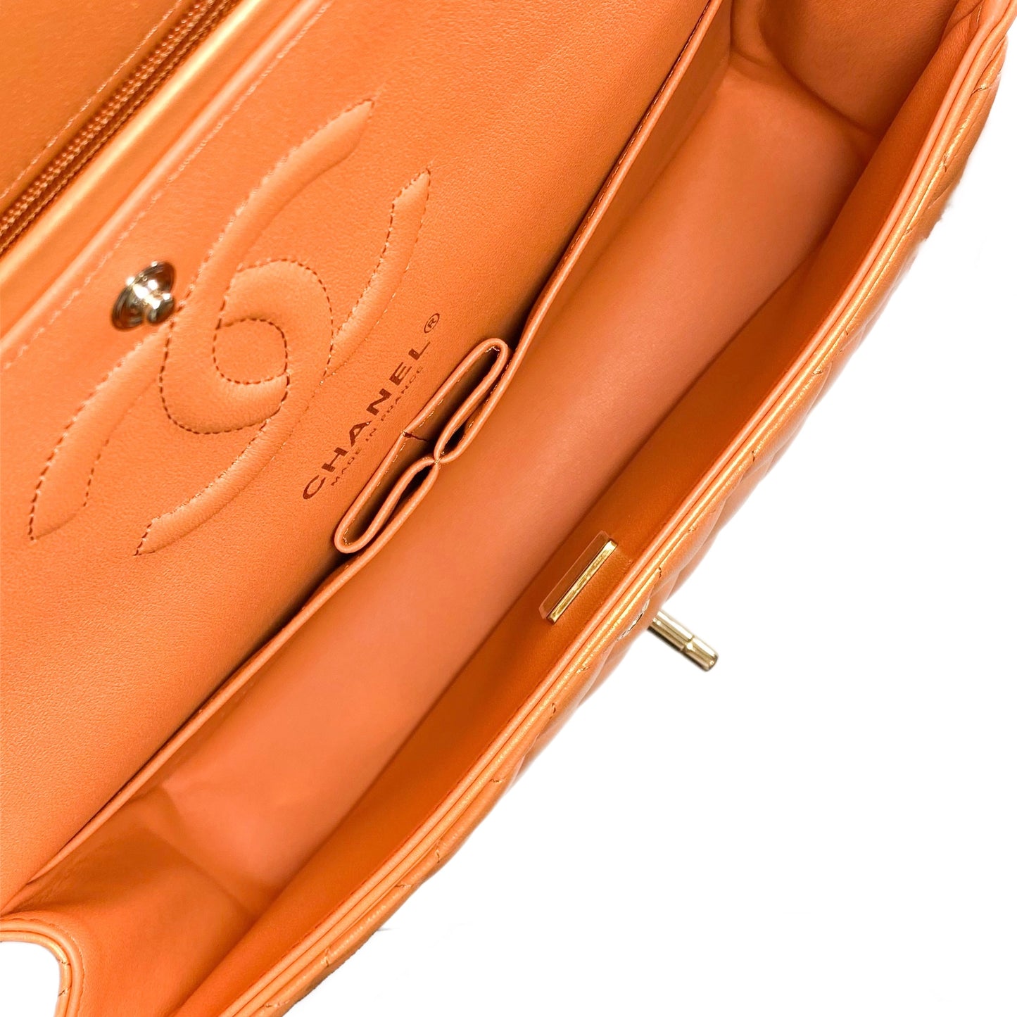 Chanel Orange Iridescent Medium Double Flap Bag