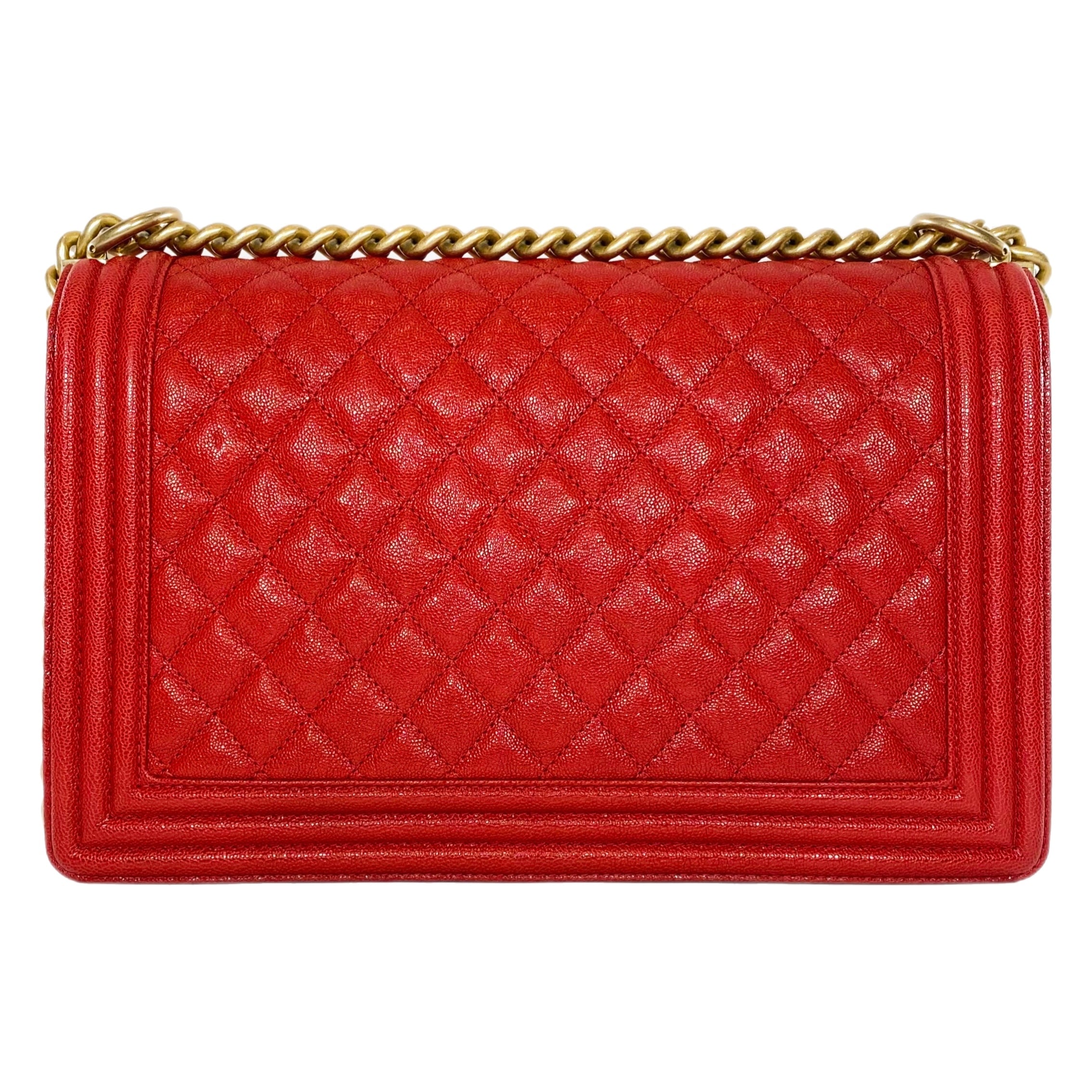 Chanel Red Caviar New Medium Boy Bag