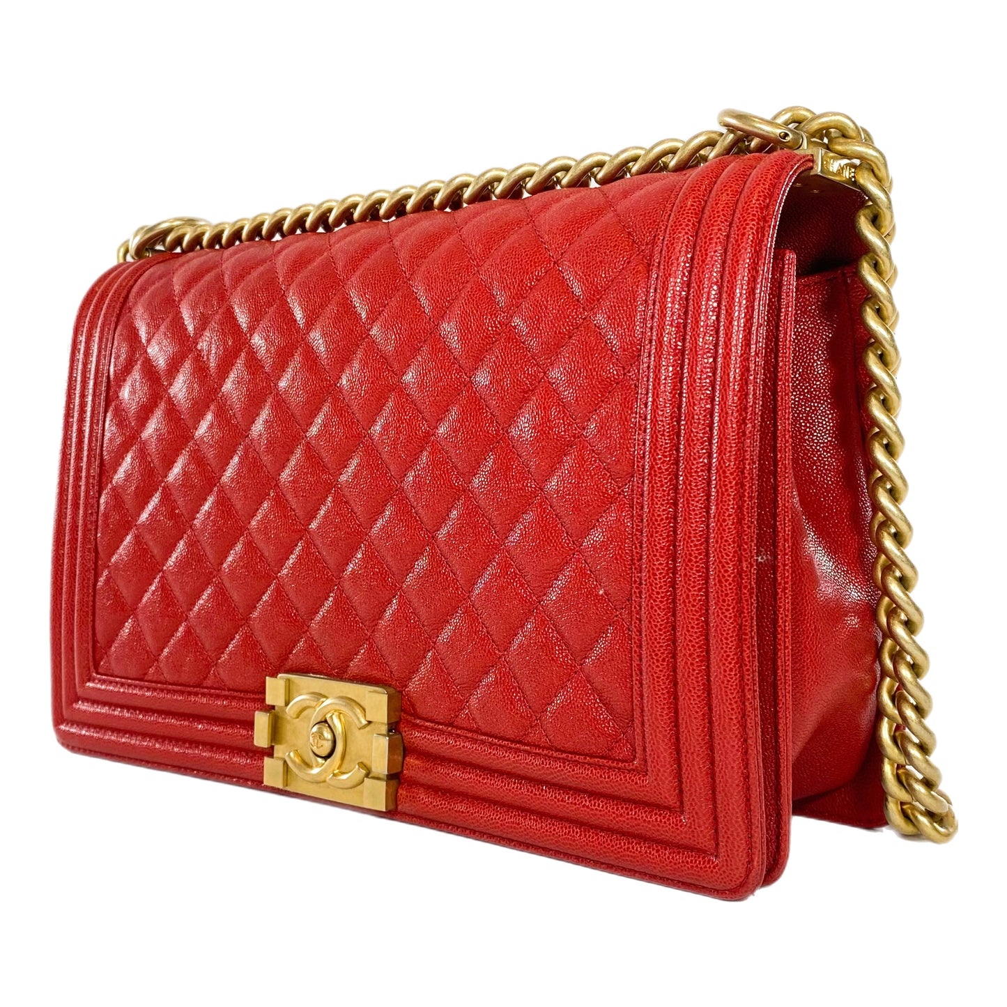 Chanel Red Caviar New Medium Boy Bag