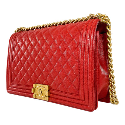 Chanel Red Caviar New Medium Boy Bag