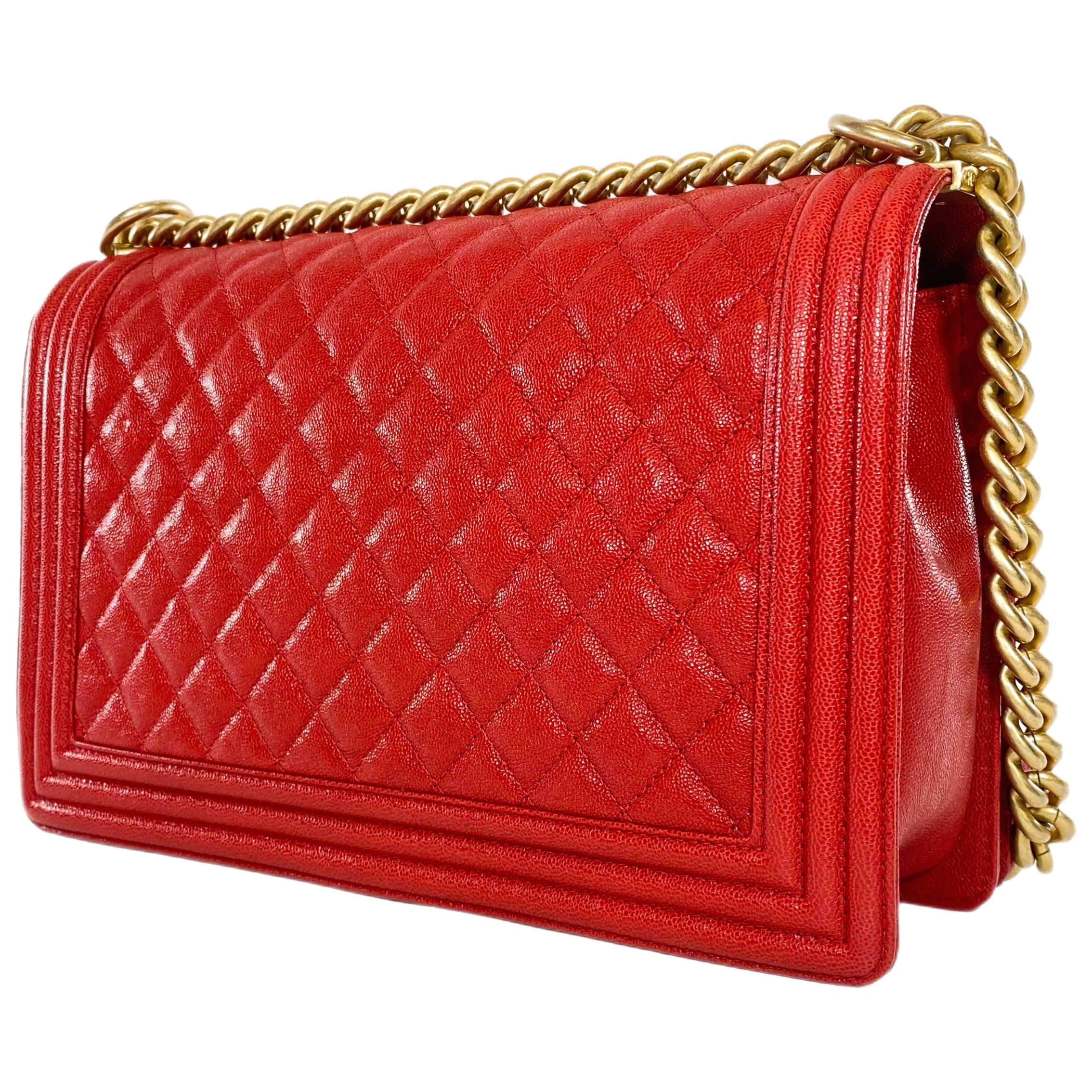 Chanel Red Caviar New Medium Boy Bag