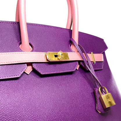 Hermes Birkin 35 Anemone Rose Confetti Epsom Gold Hardware