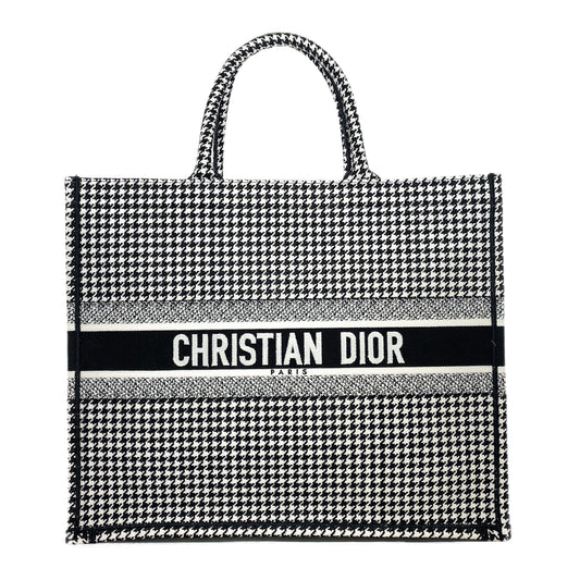 Dior Black White Houndstooth Book Tote