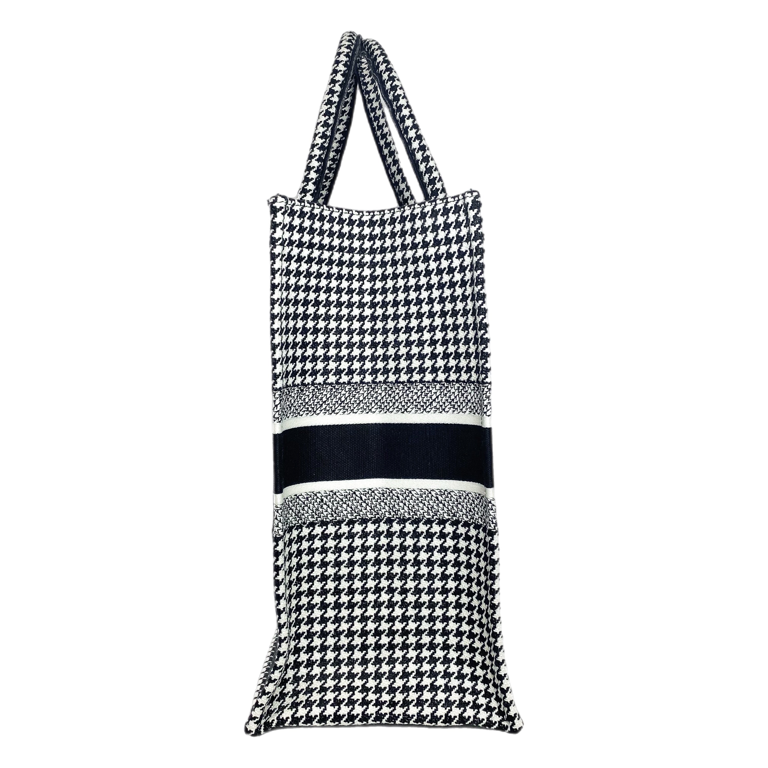 Dior Black White Houndstooth Book Tote