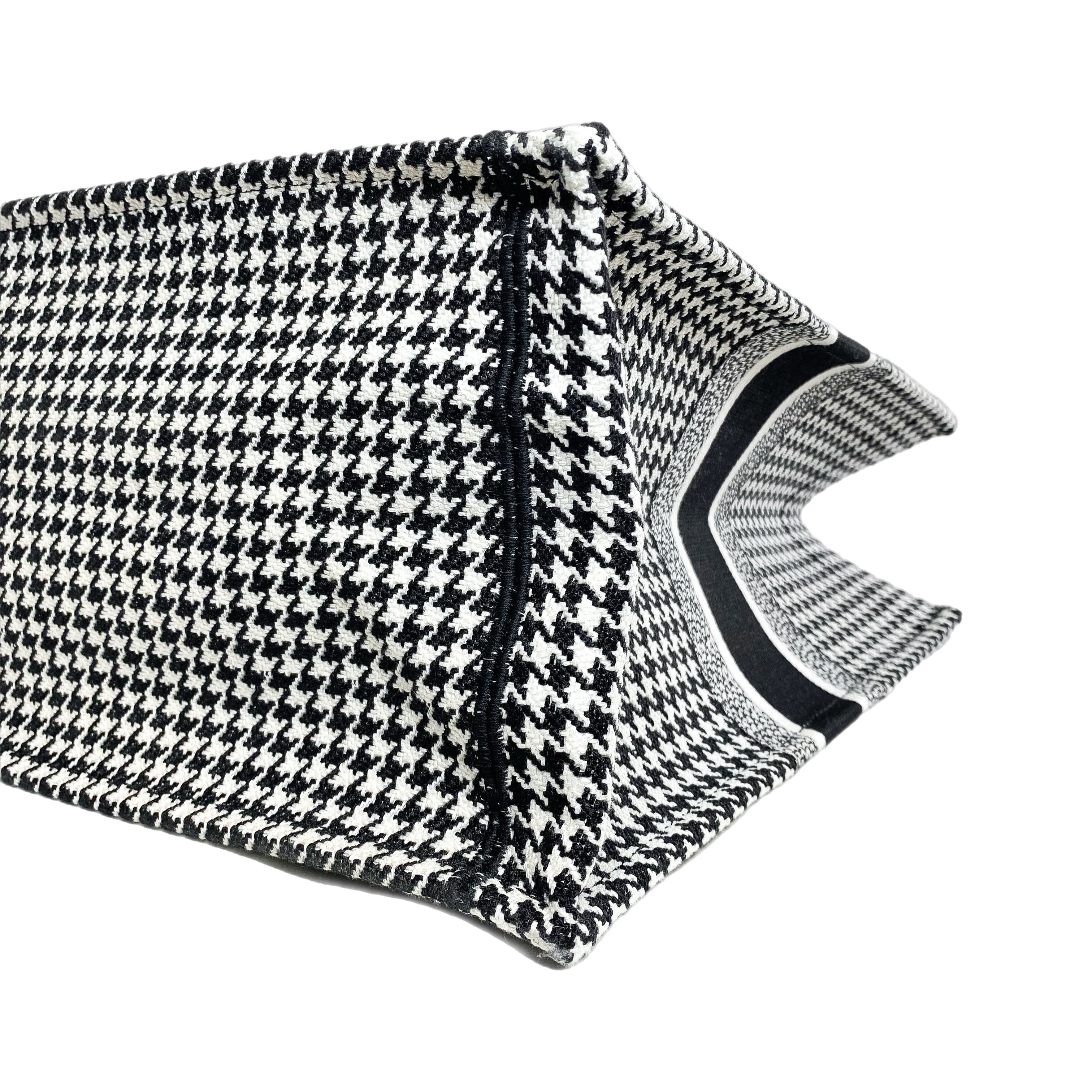 Dior Black White Houndstooth Book Tote