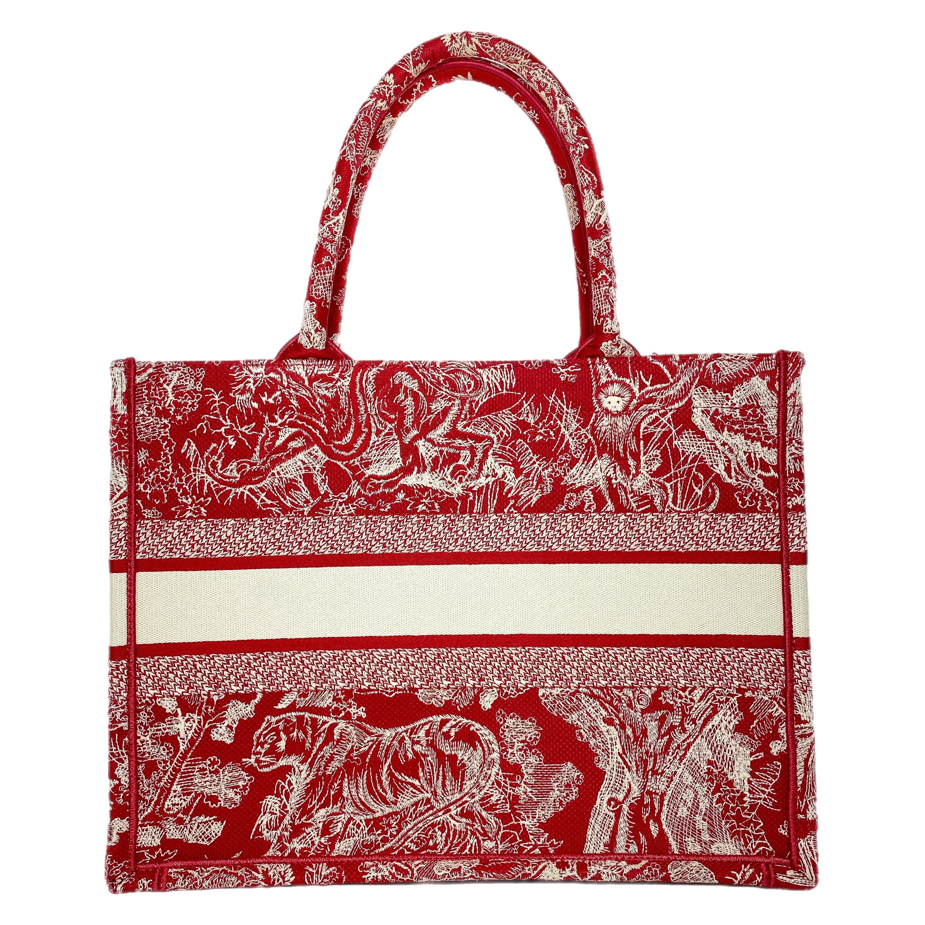 Dior Red Ivory Toile de Jouy Book Tote Consign of the Times