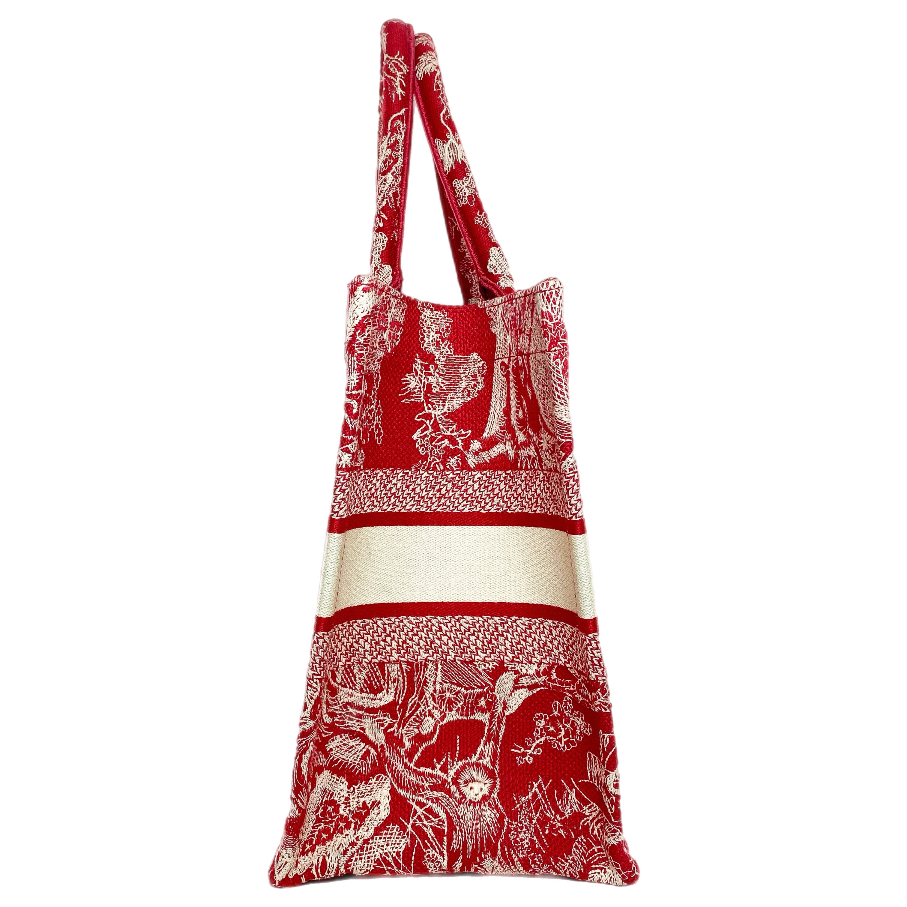 Dior Red Ivory Toile de Jouy Book Tote